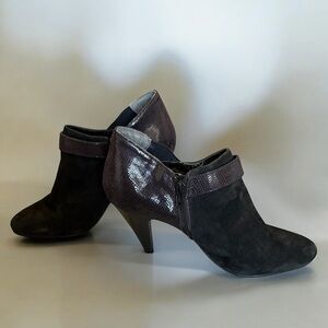 Alfani Shirlee Women’s Booties 9.5M Black Suede & Snake Print